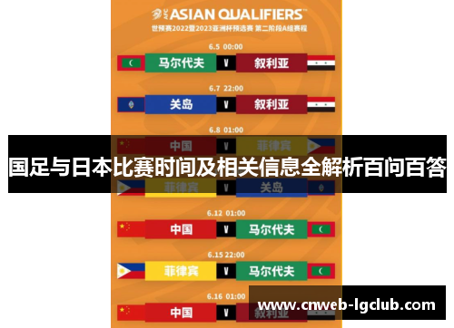 国足与日本比赛时间及相关信息全解析百问百答